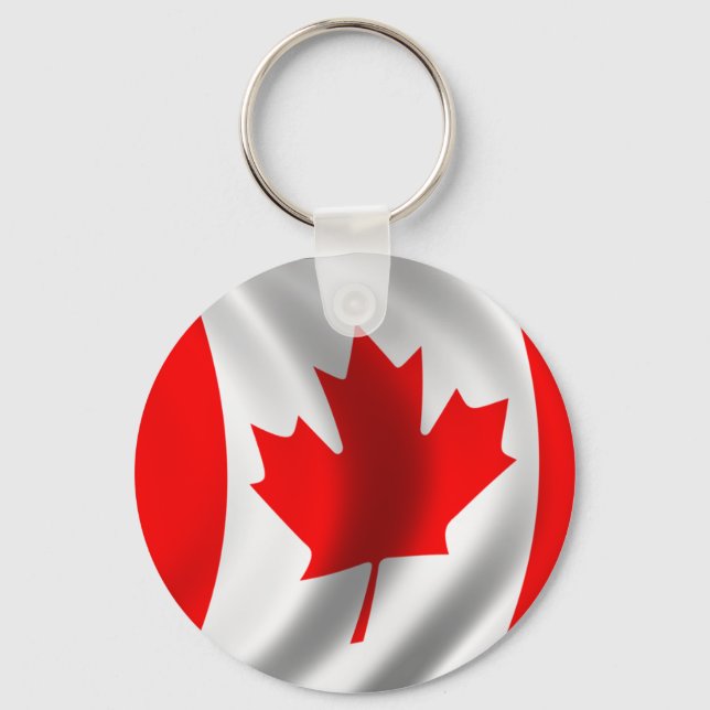 Waving Canadian Flag Keychain (Front)