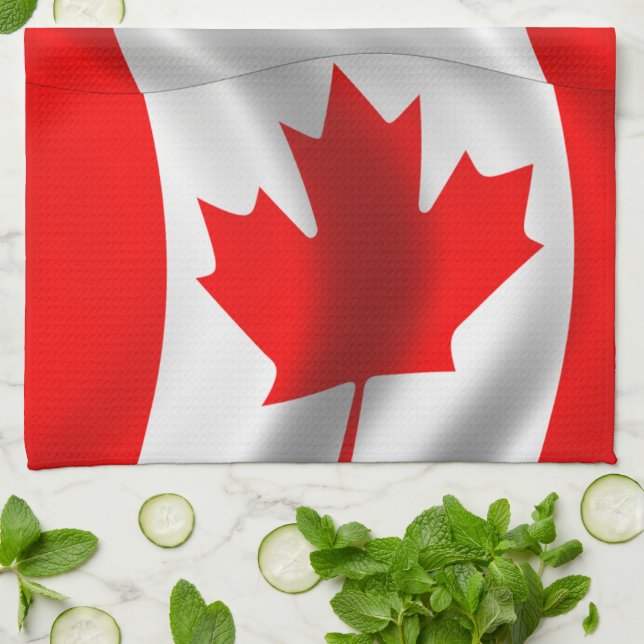 Waving Canadian Flag Kitchen Towel (Folded)