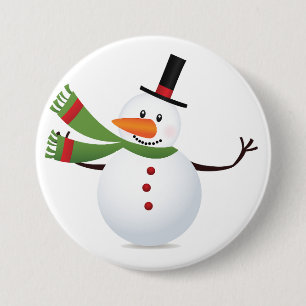 Waving Carrot Nose Snowman Button