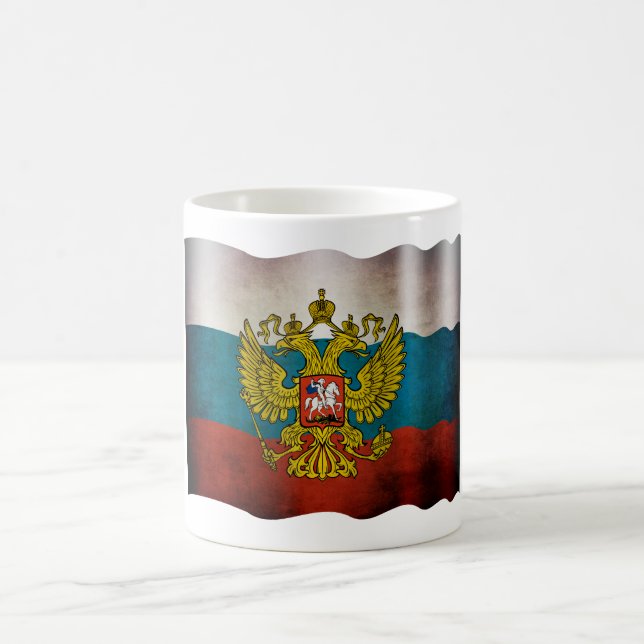 Waving flag of Russia Coffee Mug (Center)