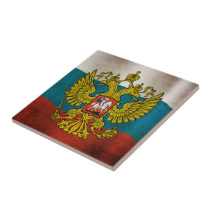 Waving flag of Russia Tile