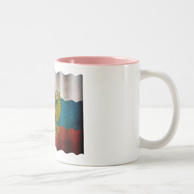 Waving flag of Russia Two-Tone Coffee Mug (Right)