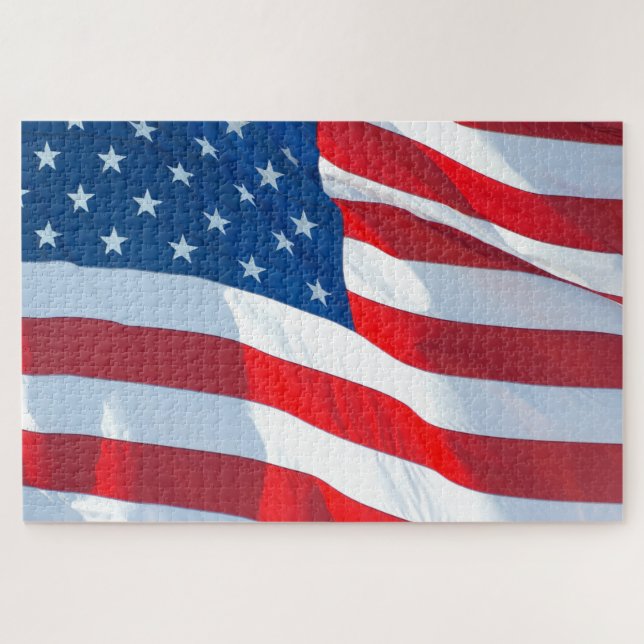 Waving Flag of the United States Large Jigsaw Puzzle (Horizontal)