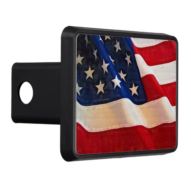 Waving Flag Patriot American USA Flag Trailer Hitch Cover (Right)