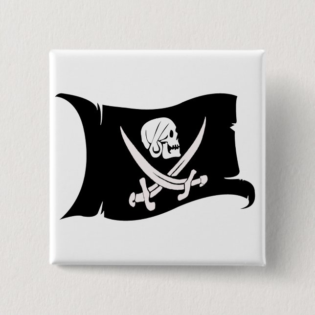 Waving Flag-Pirate Icon #6 2 Inch Square Button (Front)