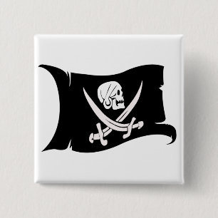 Waving Flag-Pirate Icon #6 2 Inch Square Button
