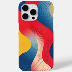 Waving forms in yellow, blue and red iPhone 15 pro max case