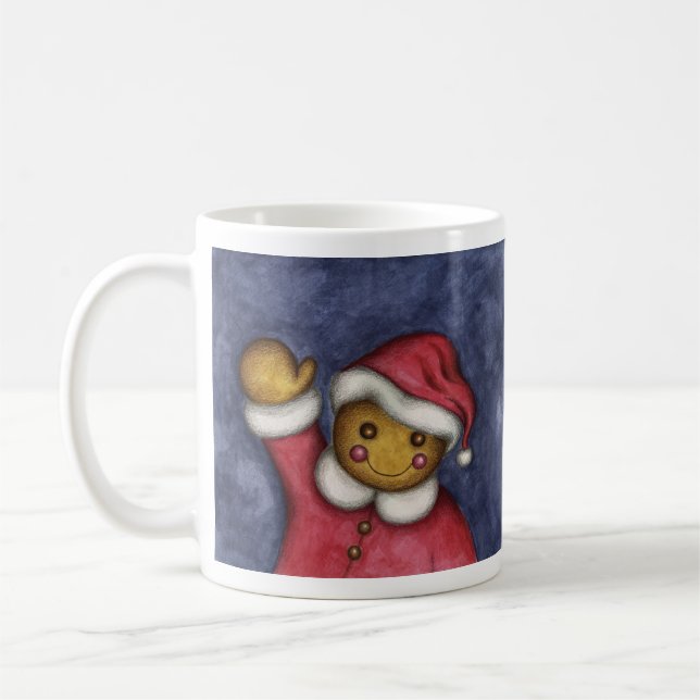 Waving Gingerbread Man Boy Père Noël Christmas Mug (Gauche)