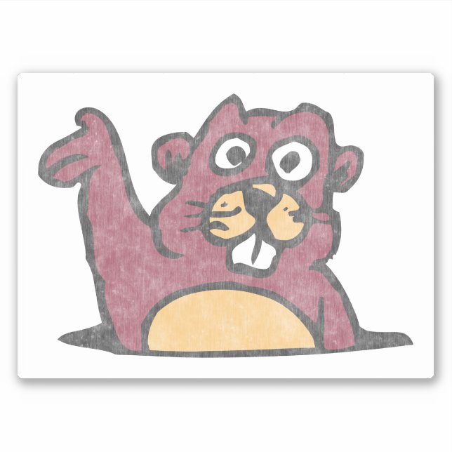 Waving Gopher Vintage Style Distressed White (Front)