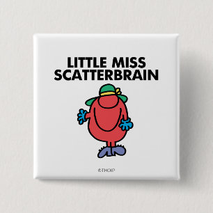 Waving Little Miss Scatterbrain 2 Inch Square Button