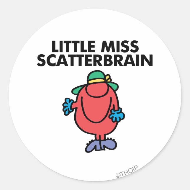 Waving Little Miss Scatterbrain Classic Round Sticker (Front)