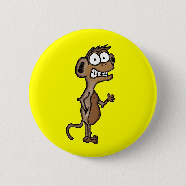 Waving Monkey 2 Inch Round Button (Front)
