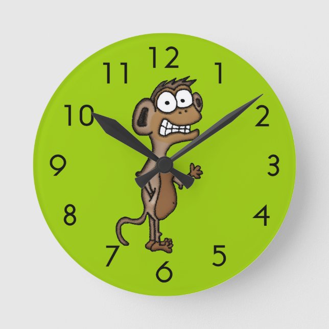 Waving Monkey Round Clock (Front)