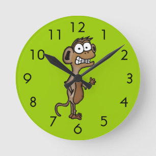 Waving Monkey Round Clock
