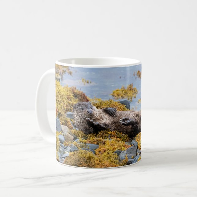 Waving Otter Coffee Mug (Front Left)