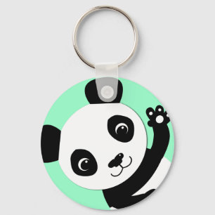 Waving Panda Keychain