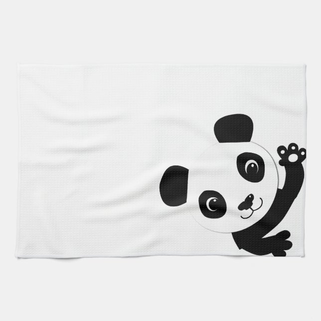 Waving Panda Kitchen Towel (Horizontal)