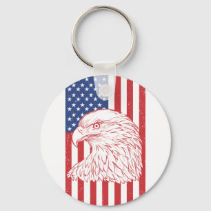 Waving Patriotic American Flag Design Keychain