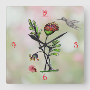 Waving Plant with Friends Square Wall Clock