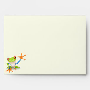 Waving red eyed tree frog illustration envelopes
