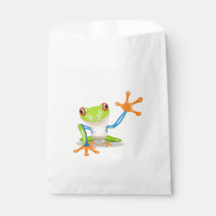 Waving red eyed tree frog illustration favour bag