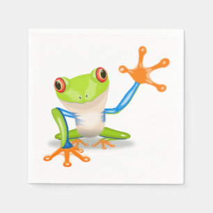 Waving red eyed tree frog illustration napkin