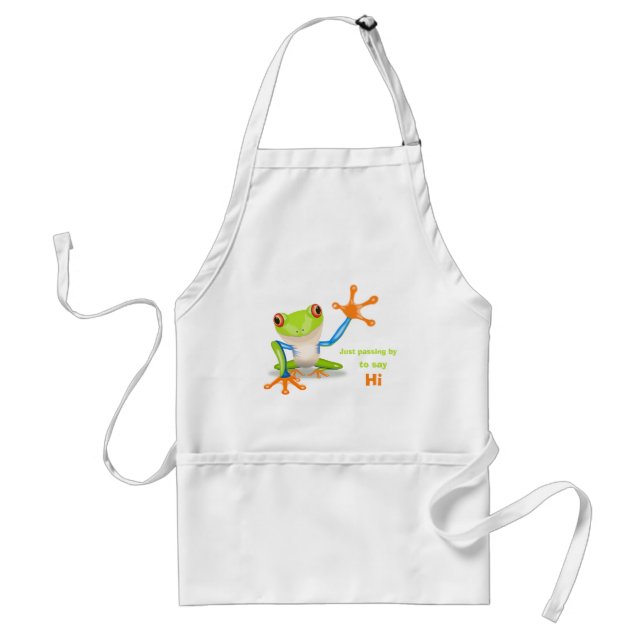Waving red eyed tree frog illustration standard apron (Front)