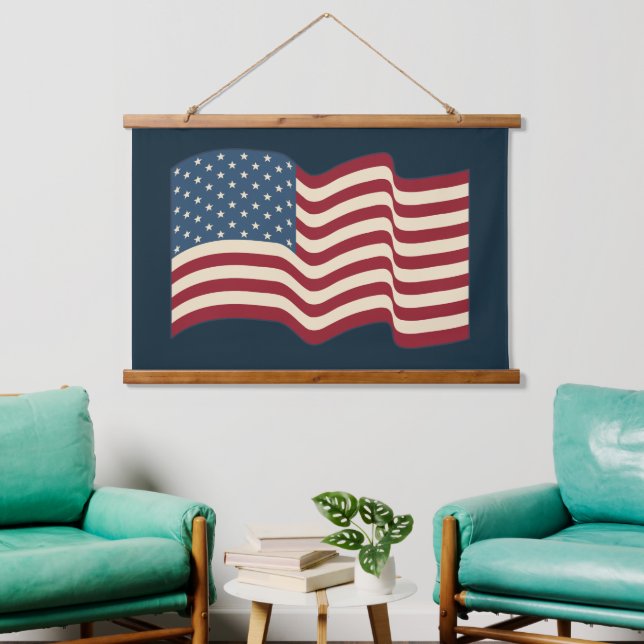 Waving Rustic American Flag Wall Art Tapestry  (Living Room)