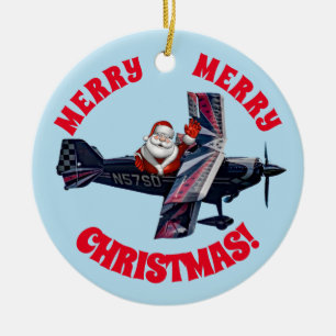  Waving Santa Ceramic Ornament