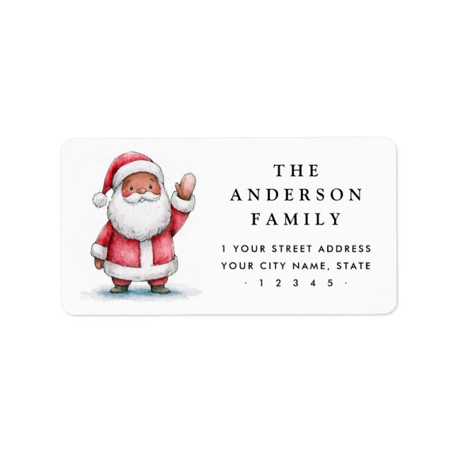 Waving Santa Christmas return address Label (Front)