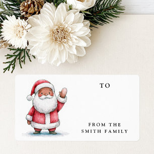 Waving Santa Christmas to from gift tag