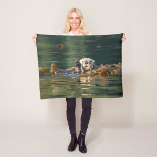 Waving Sea Otter Fleece Blanket