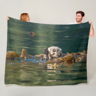 Waving  Sea Otter Fleece Blanket