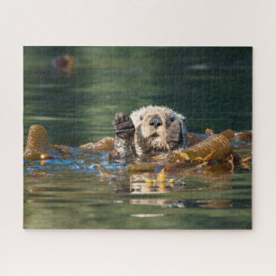 Waving Sea Otter Jigsaw Puzzle