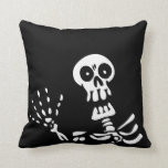 Waving Skeleton Halloween Throw Pillow<br><div class="desc">Skeleton throw pillow for your home decor. Spooky and just right for Halloween decorating. Is your home style unusual,  full of oddities? This odd pillow is for you!</div>