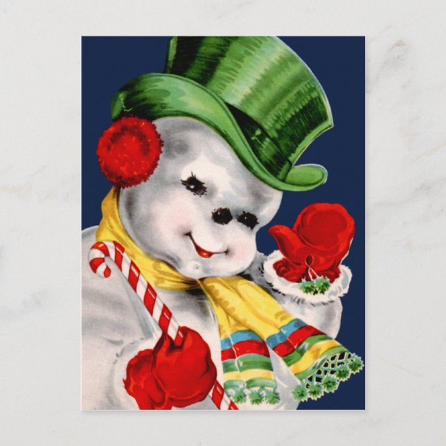 Waving Snowman Holiday Postcard (Front)