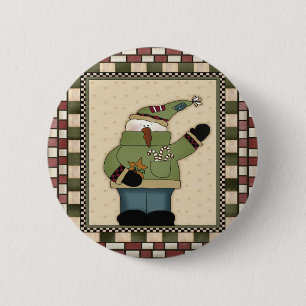 Waving Snowman Round Christmas Button