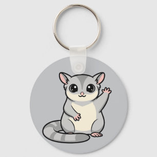 Waving Sugar Glider Cartoon Art Keychain