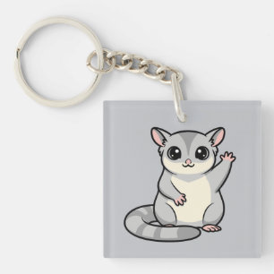 Waving Sugar Glider Cartoon Art Keychain