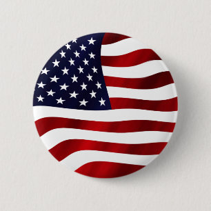 Waving U. S. Flag 2 Inch Round Button