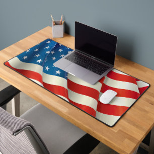 Waving U.S. Flag Red White and Blue Desk Mat