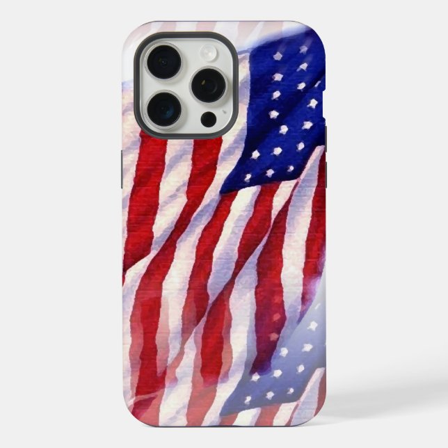 Waving US Flag iPhone Case (Back)