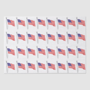 Waving USA Flag Drawing #1 Tissue Paper