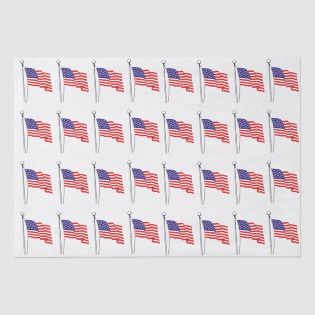 Waving USA Flag Drawing #1 Tissue Paper (Front)