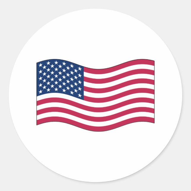 Waving USA Flag	sticker sheets Classic Round Sticker (Front)