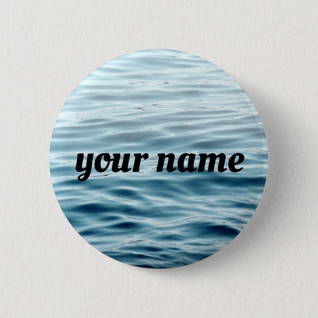 Waving water name 2 inch round button (Front)