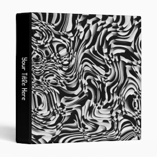 Wavy Abstract 270321 - 01 Black and White 3 Ring B Binder