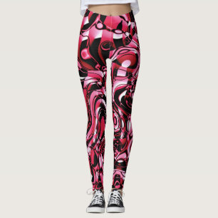 Wavy Abstract 270321 - 02 Red Leggings
