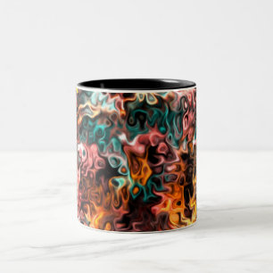 wavy abstract art: Glances Two-Tone Coffee Mug