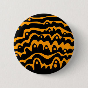 Wavy Abstract Black and Orange 2 Inch Round Button